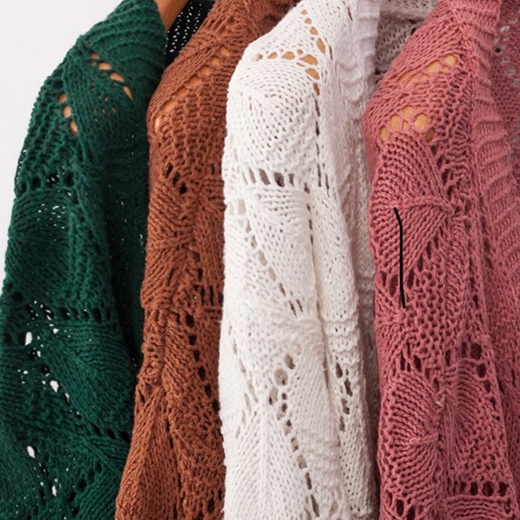 Green Long Sleeve Crochet Cardigan - Picture 4 of 4